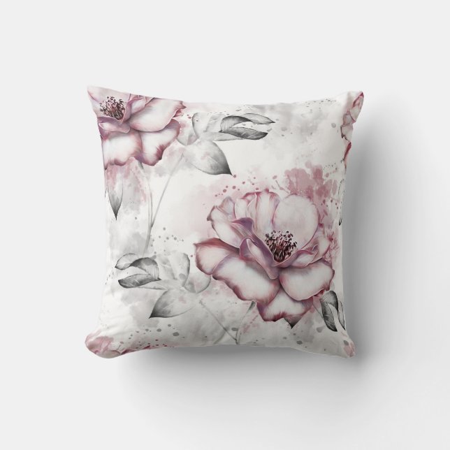 Elegant waterverf bloemendecoratiepatroon  kussen (Voorkant)