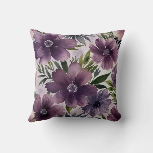 Elegant Waterverf bloemenkussen Kussen (Achterkant)