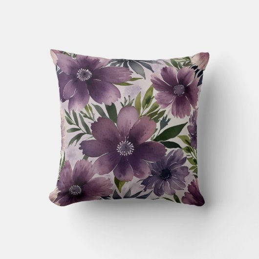 Elegant Waterverf bloemenkussen Kussen (Voorkant)