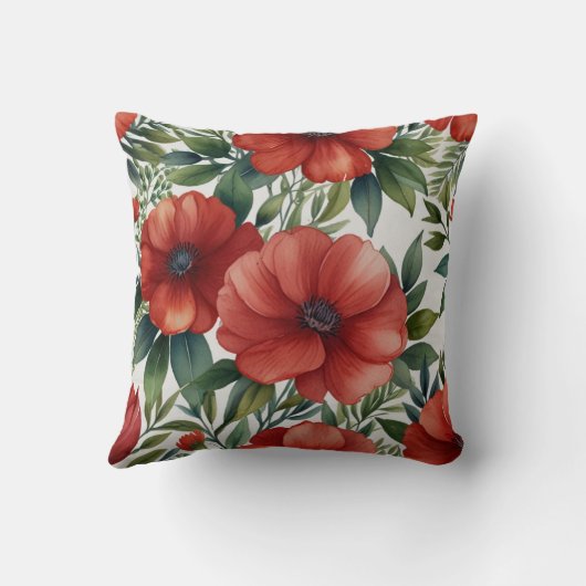 Elegant Waterverf bloemenkussen Kussen (Achterkant)