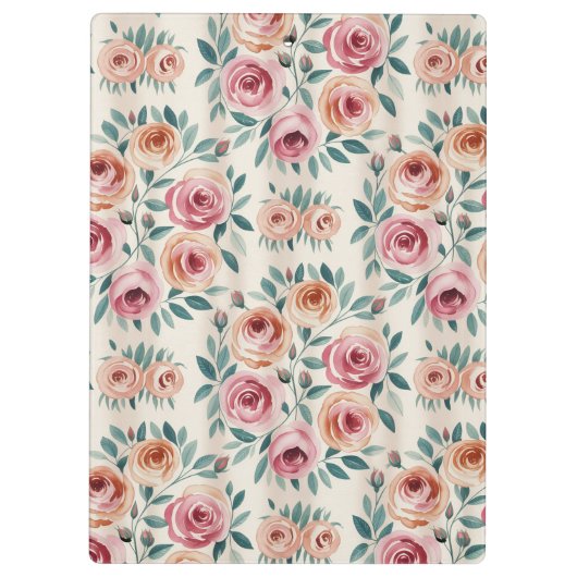 Elegant Waterverf  bloemenmonogram Klembord (Achterkant)