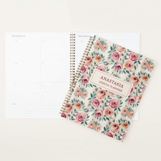 Elegant Waterverf  bloemenmonogram Planner (Display)