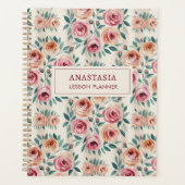 Elegant Waterverf  bloemenmonogram Planner (Voorkant)