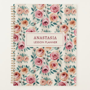 Elegant Waterverf  bloemenmonogram Planner