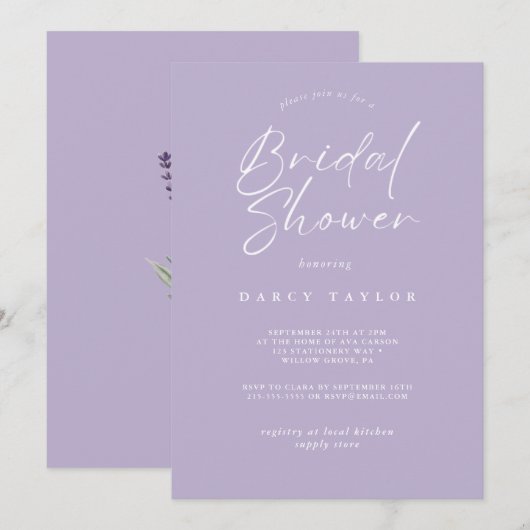 Elegant, waterverf, bloemig, vrijgezellenfeest lav kaart (Voorkant / Achterkant)