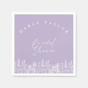 Elegant, waterverf, bloemig, vrijgezellenfeest lav servet