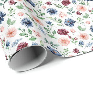 Elegant Waterverf Bloemige Verjaardagscadeau Cadeaupapier