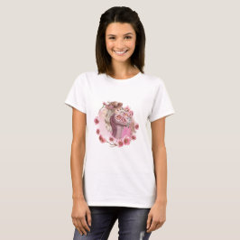 Elegant Waterverf Bloemige Vrouw Design T-shirt