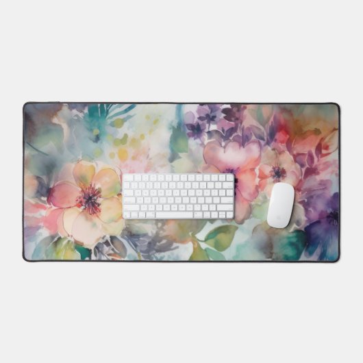 Elegant Waterverf  bloemmotief Bureaumat (Keyboard & Muis)