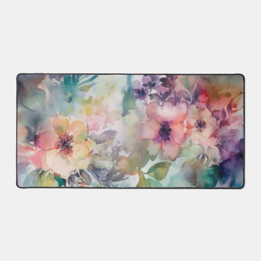 Elegant Waterverf  bloemmotief Bureaumat (Voorkant)