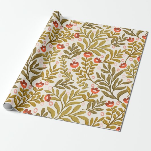 Elegant Waterverf bloemmotief Cadeaupapier (Uitgerold)