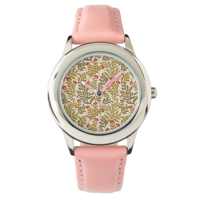 Elegant Waterverf bloemmotief Horloge (Voorkant)