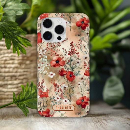 Elegant Waterverf Bloemmotief Persoonlijk Case-Mate iPhone Case