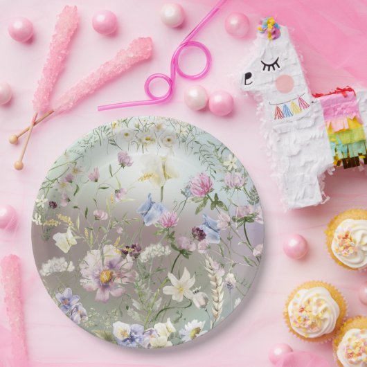 Elegant Waterverf Bloempapier Bord (Feest)