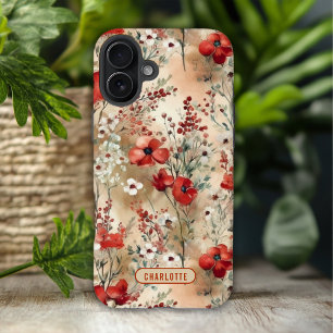 Elegant waterverf bloempatroon gepersonaliseerd iPhone 16 plus hoesje