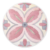 Elegant waterverf bloempatroon roze en blauw keramische knop (Voorkant)