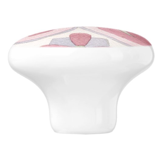 Elegant waterverf bloempatroon roze en blauw keramische knop (Zijkant)