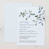 Elegant Waterverf Blue 50th Wedding Jubileum Kaart (Voorkant / Achterkant)