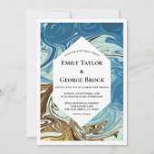 Elegant Waterverf Blue Abstract artistieke bruilof Kaart (Voorkant)