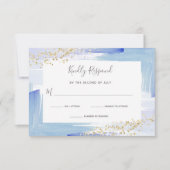Elegant Waterverf Blue en Gold Bat Mitzvah RSVP Kaartje (Voorkant)