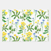 Elegant Waterverf Blue en Yellow Wildbloemen Inpakpapier Vel (Voorkant 3)