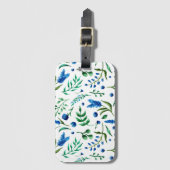 Elegant Waterverf Blue Floral | Bagagelabel (Voorkant (verticaal))