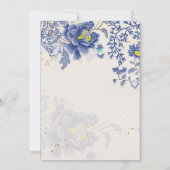 Elegant Waterverf Blue Floral Botanical Weddenscha Kaart (Achterkant)