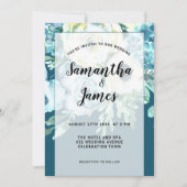 Elegant Waterverf Blue Floral, bruiloft Kaart (Voorkant)