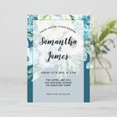 Elegant Waterverf Blue Floral, bruiloft Kaart (Staand voorkant)