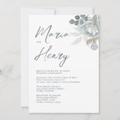 Elegant Waterverf Blue Floral Dusty Greenery Invi Kaart (Voorkant)