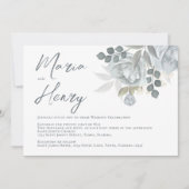 Elegant Waterverf Blue Floral Dusty Greenery Kaart (Voorkant)