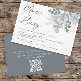 Elegant Waterverf Blue Floral Dusty Greenery Kaart