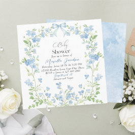 Elegant Waterverf Blue Flowers Baby shower Kaart