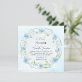 Elegant Waterverf Blue Flowers Baby shower Kaart (Staand voorkant)