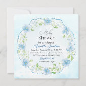 Elegant Waterverf Blue Flowers Baby shower Kaart (Voorkant)