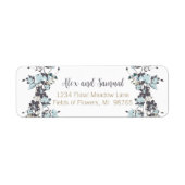 Elegant Waterverf Blue Flowers Etiket (Voorkant)