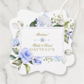 Elegant Waterverf Blue Flowers Lijst Wedding Bedankjes Labels (Achterkant)