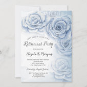 Elegant Waterverf Blue Flowers Retirement Kaart (Voorkant)