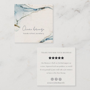 Elegant Waterverf Blue Gold Beachy Review Request Vierkante Visitekaartje