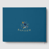 Elegant Waterverf Blue Gold Flowers Baptisme Gastenboek (Achterkant)