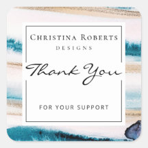 Elegant Waterverf Blue Gold Hartelijk dank