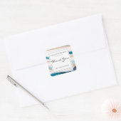 Elegant Waterverf Blue Gold Hartelijk dank Vierkante Sticker (Envelop)