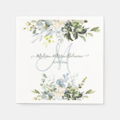 Elegant Waterverf Blue Gum Eucalyptus Monogram Servet (Voorkant)