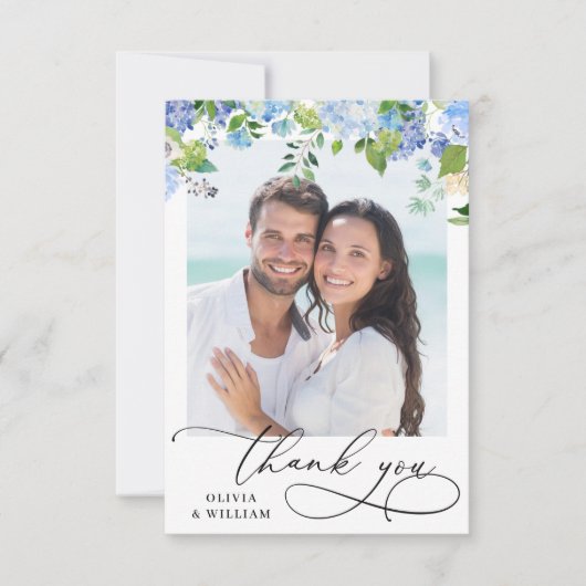 Elegant Waterverf Blue Hydrangea 2 Bedankkaart (Voorkant)