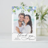 Elegant Waterverf Blue Hydrangea 2 Bedankkaart (Staand voorkant)