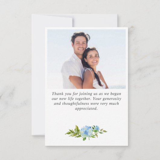 Elegant Waterverf Blue Hydrangea 2 Bedankkaart (Achterkant)