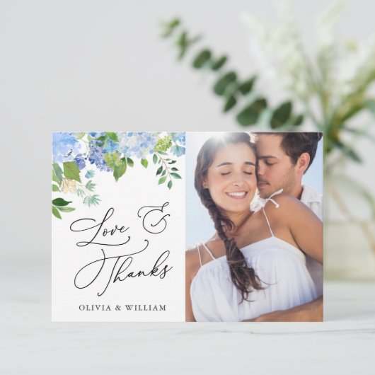 Elegant Waterverf Blue Hydrangea 4 Bedankkaart (Staand voorkant)