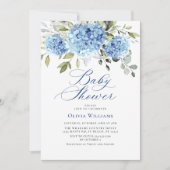 Elegant Waterverf Blue Hydrangea Baby shower Kaart (Voorkant)