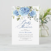 Elegant Waterverf Blue Hydrangea Baby shower Kaart (Staand voorkant)