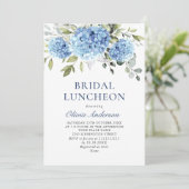 Elegant Waterverf Blue Hydrangea BRIDAL LUNCHEON Kaart (Staand voorkant)
